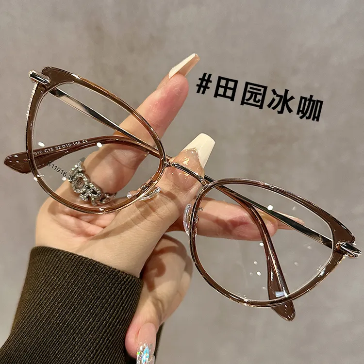 欧美复古猫眼大框眼镜女士专业可配有度数镜片平光镜小框眼睛镜架