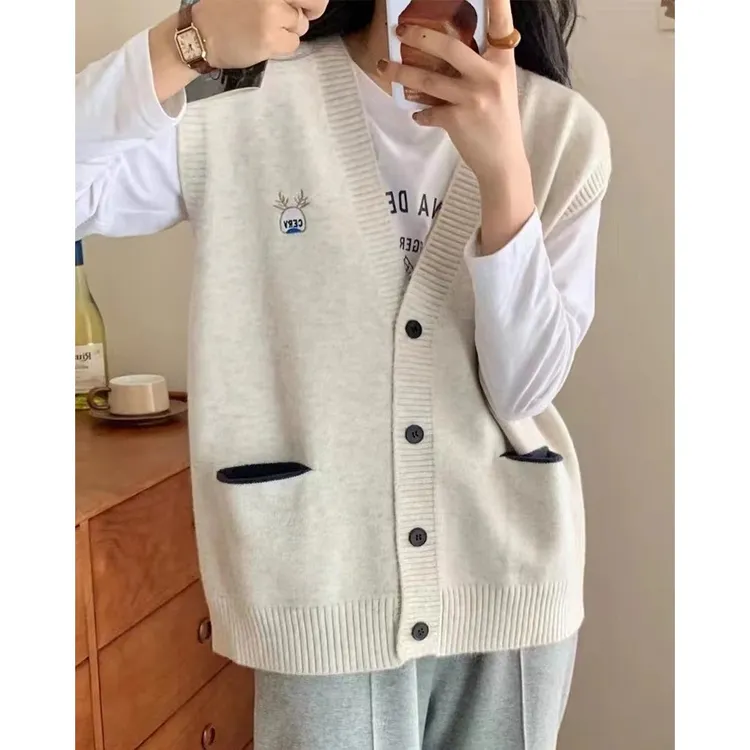 网红无袖V领马甲女宽松2025秋季新款开衫时尚洋气韩版针织衫马夹