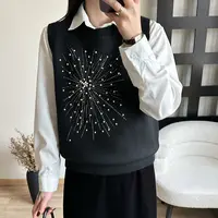 圆领马甲女洋气2024秋季新款设计感烫钻无袖背心坎肩针织衫上衣潮