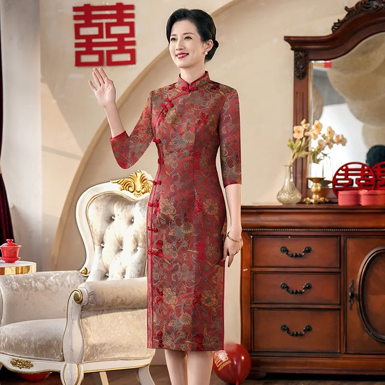 喜妈妈喜婆婆礼服新款洋气减龄高贵婚庆旗袍女款爆款喜岳母婚宴装