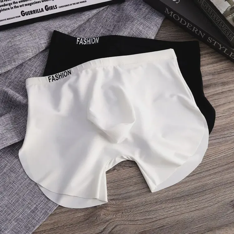 2024夏季新款男士内裤阿罗裤冰丝无痕简约纯色运动宽松四角短裤头