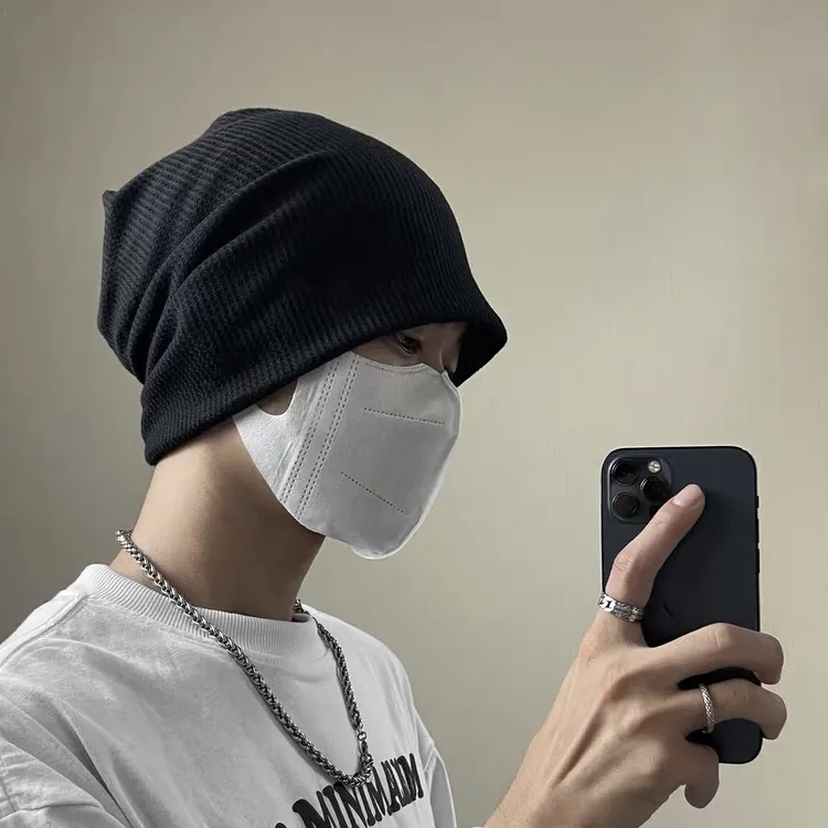 Supck纯色帽网红炸街毛线帽春秋包头帽薄款保暖堆堆帽日系