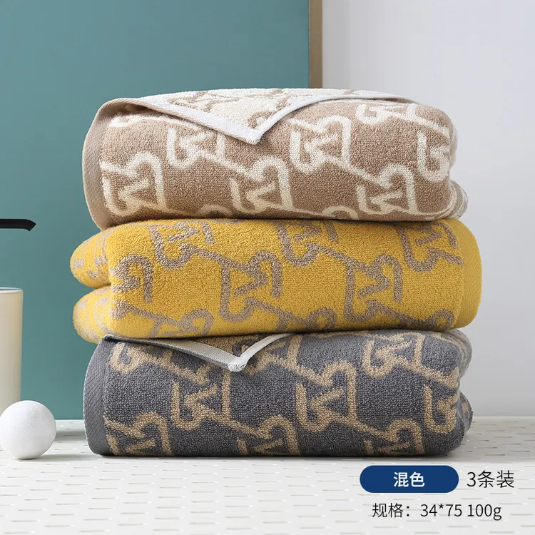 纯棉毛巾洗脸男女家用提花吸水成人厚面巾柔软速干加大洗澡不掉毛