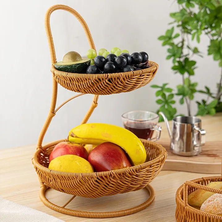S22小蛮腰仿藤简约风客厅篮子家用篮简水果篮收纳筐置物篮