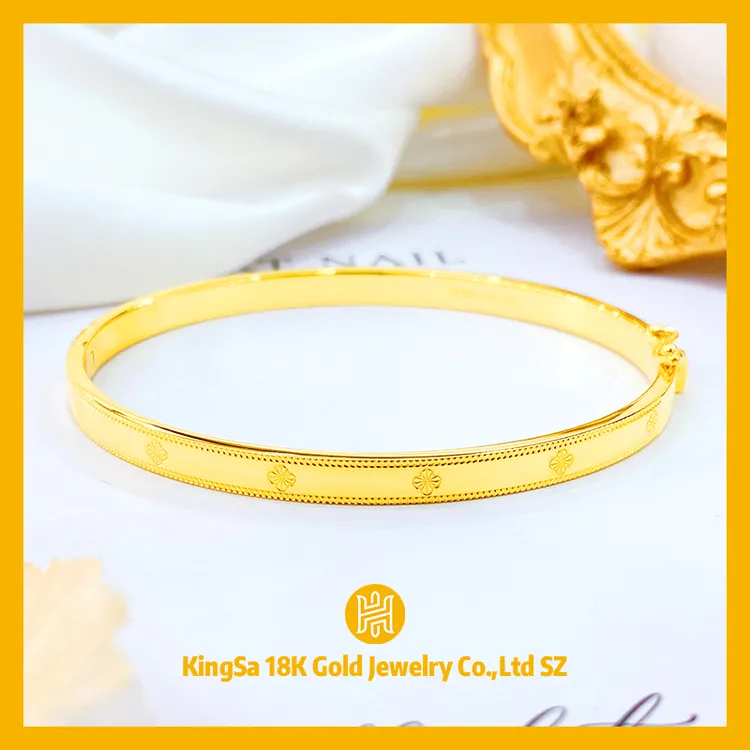 18K金万花筒椭圆贵妃手镯9926气质白色轻奢简约金色7-10克