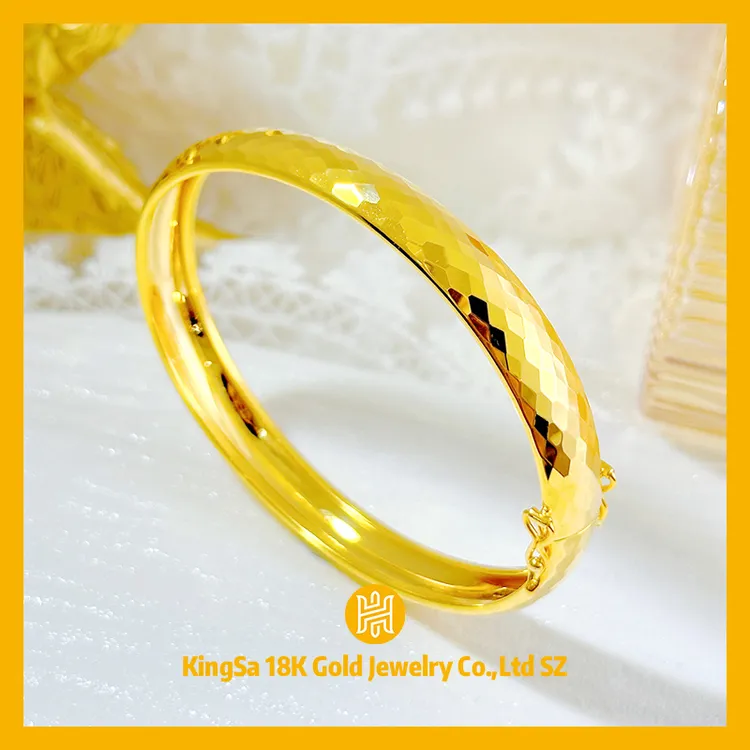 18K金7m宽版龙鳞椭圆贵妃手镯91059时尚精美菱形5.5-7.5克