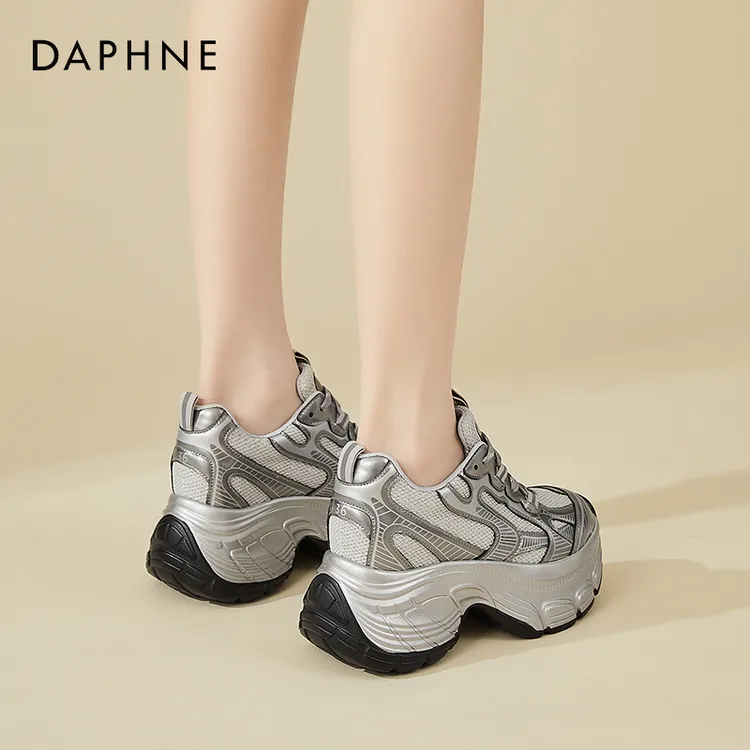 Daphne达芙妮女鞋2025秋季内增高老爹鞋女百搭松糕厚底休闲运动鞋