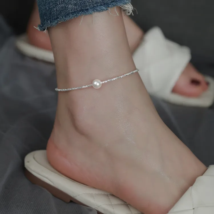 CUOOYINO/初影 925银脚链 【碎银子】珠珠脚链女时尚百搭重工足链
