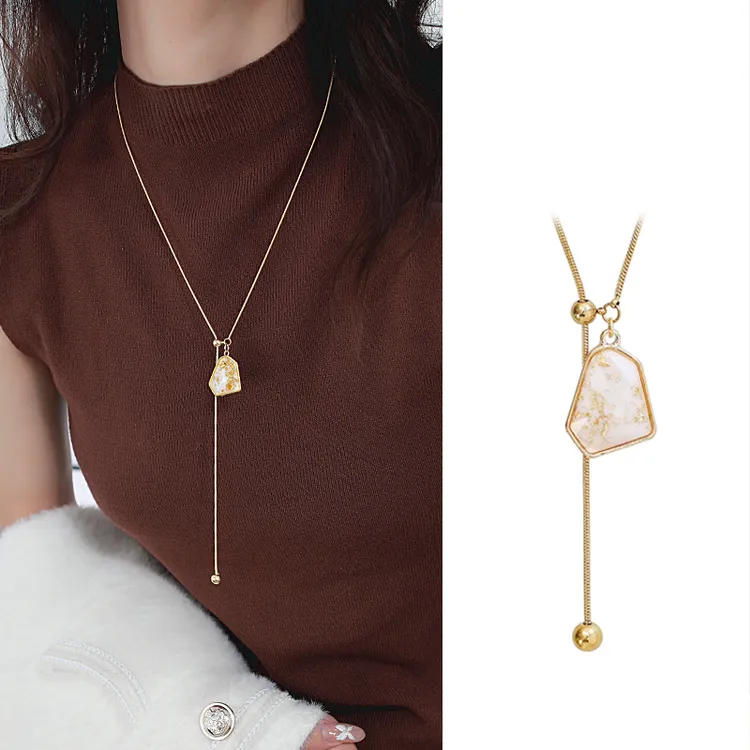 CUOOYINO/初影 合金项链 【流沙】精致长款不规则毛衣链设计感项链