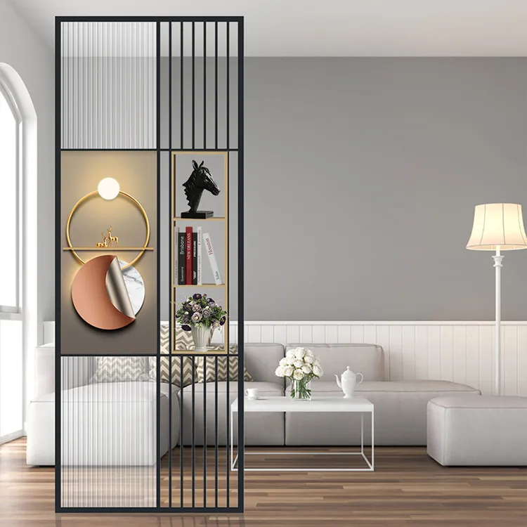 隔断正对入户门屏风客厅不锈钢轻奢装饰入户玄关卫生间遮挡