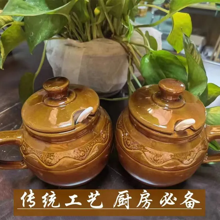 陶瓷调料罐带盖复古加厚耐高温菜缸老式中式家用复古手工厨房用品