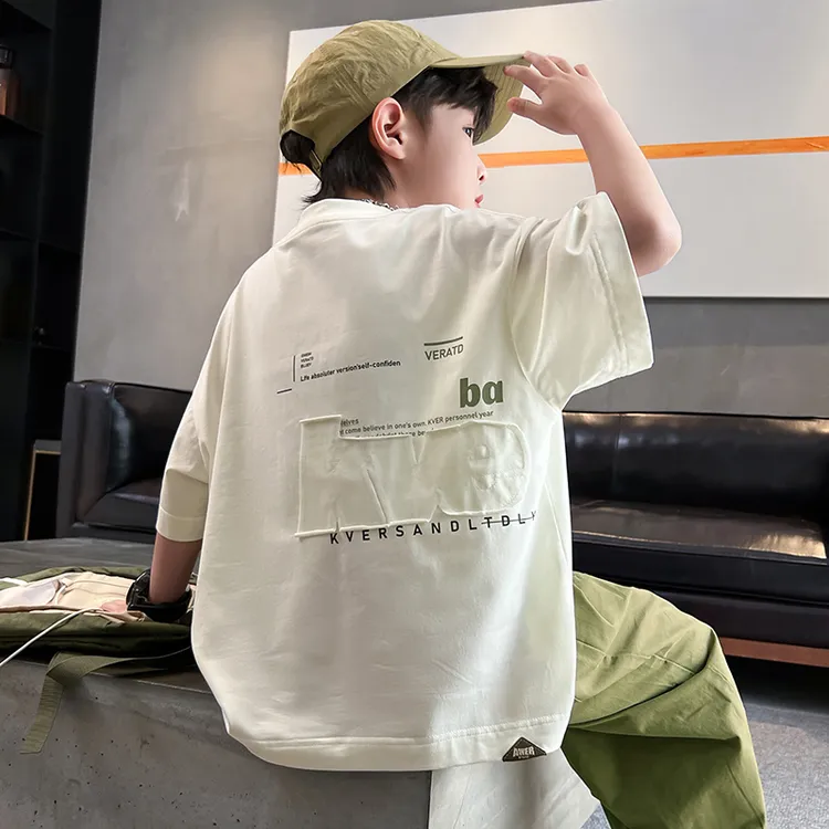 男童短袖T恤夏装宽松新款儿童夏季纯棉上衣男孩中大童原创半袖潮t