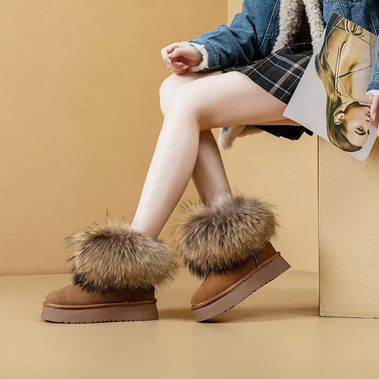 【增高5cm】2025毛毛百搭爆款秋冬新女加绒加厚保暖时尚雪地靴