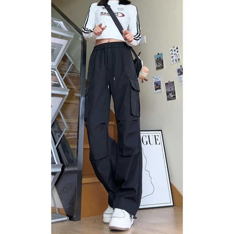 黑武士防水软壳冲锋裤男大口袋美式户外登山裤直筒宽松运动工装裤