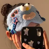 新款ins可爱搞怪卡通缓解疲劳眼罩睡眠专用毛绒遮光眼罩宿舍流行