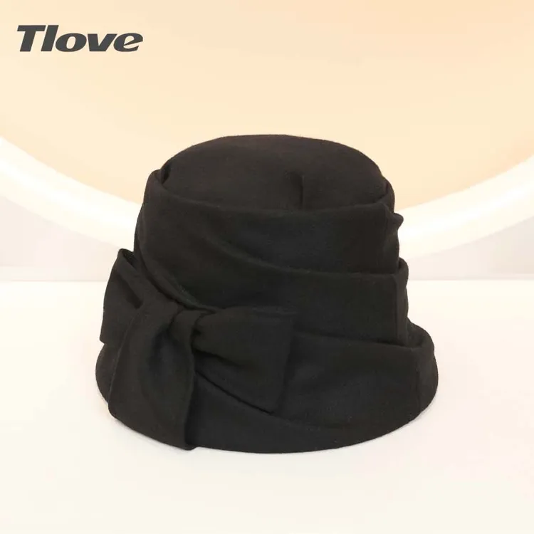 9667简约休闲帽子女士春秋冬优雅洋气蝴蝶结渔夫帽舒适韩版潮盆帽