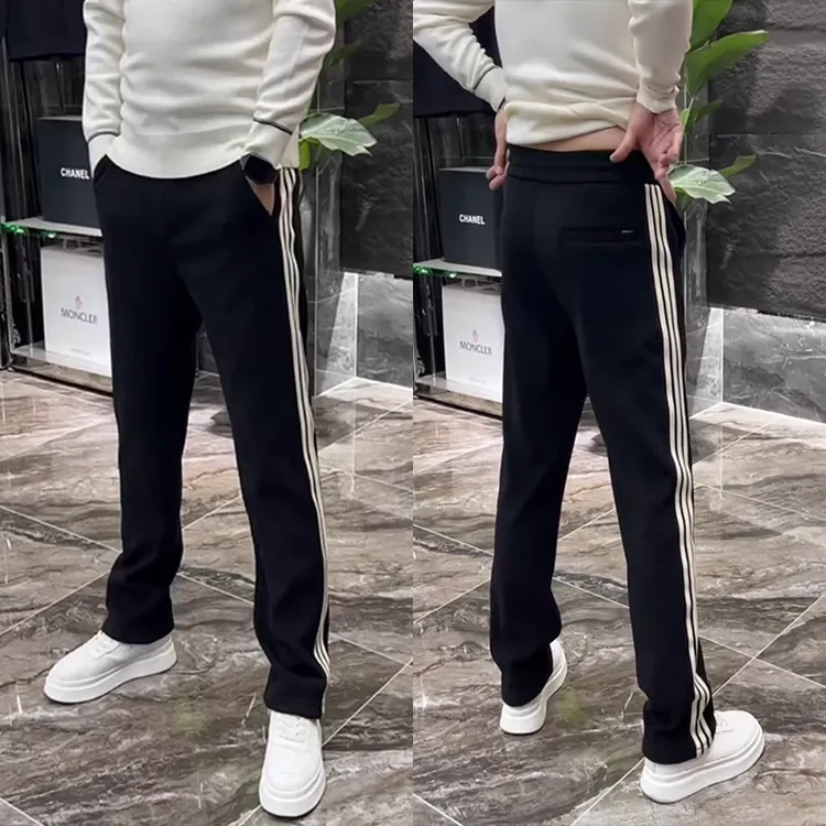 潮牌三道杠休闲裤男2025秋季新款直筒宽松运动裤百搭弹力阔腿卫裤