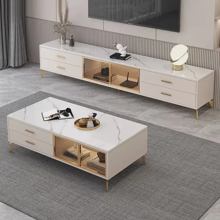 高档新款电视柜简约现代奶油风客厅家用小户型落地式轻奢电视机柜