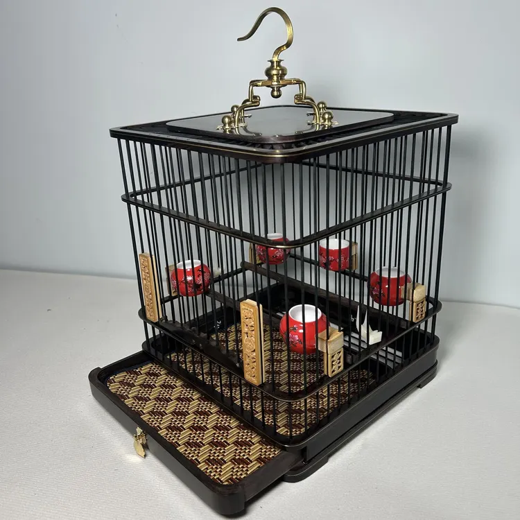 精品红木鸟笼手工制作款经典方笼长宽23高度26带抽屉高配顺丰包邮