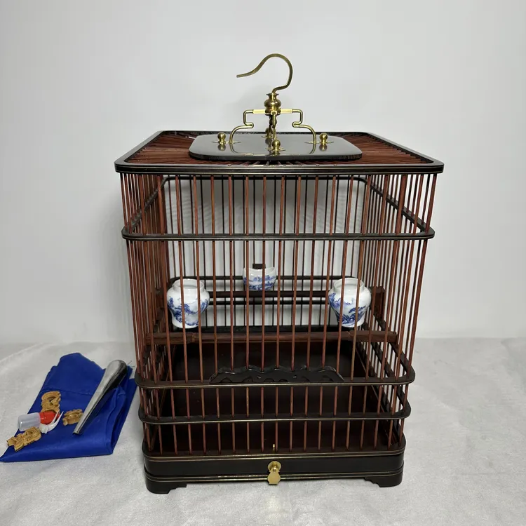 收藏级别大叶紫檀高档鸟笼长宽30高度36手工制作经典鸟笼方形