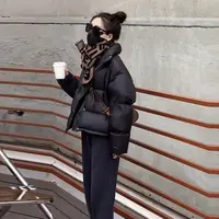 95%白鸭绒休闲韩版新款立领羽绒服女冬季宽松白色面包服短款外套