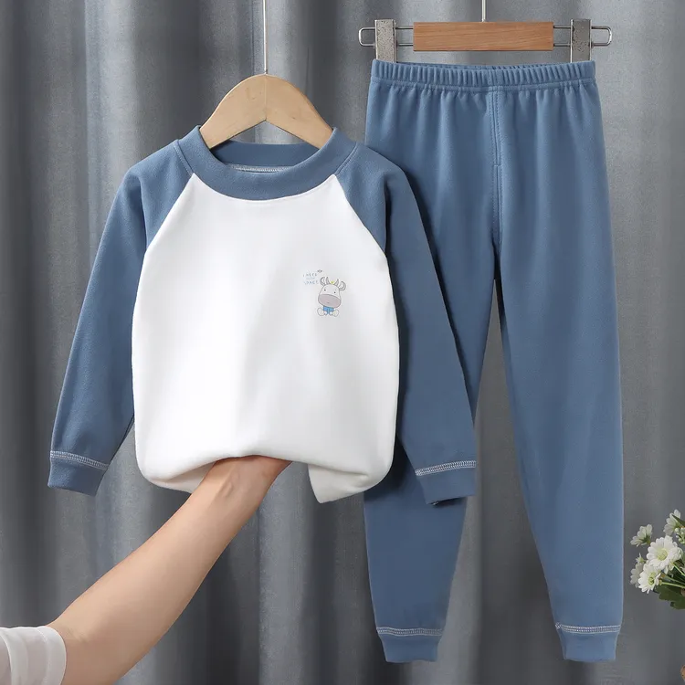 儿童德绒保暖套装秋衣秋裤男童女童内衣家居服宝宝衣服打底童装