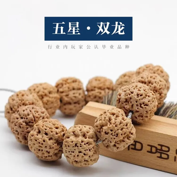 古品记【五星双龙】五瓣尼泊尔大金刚菩提文玩手串手持 男女士精品
