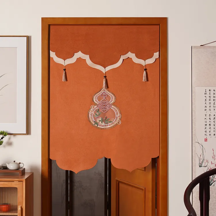 门帘葫芦福禄双全布艺半帘隔断帘卧室家用帘子冲门卫生间门帘