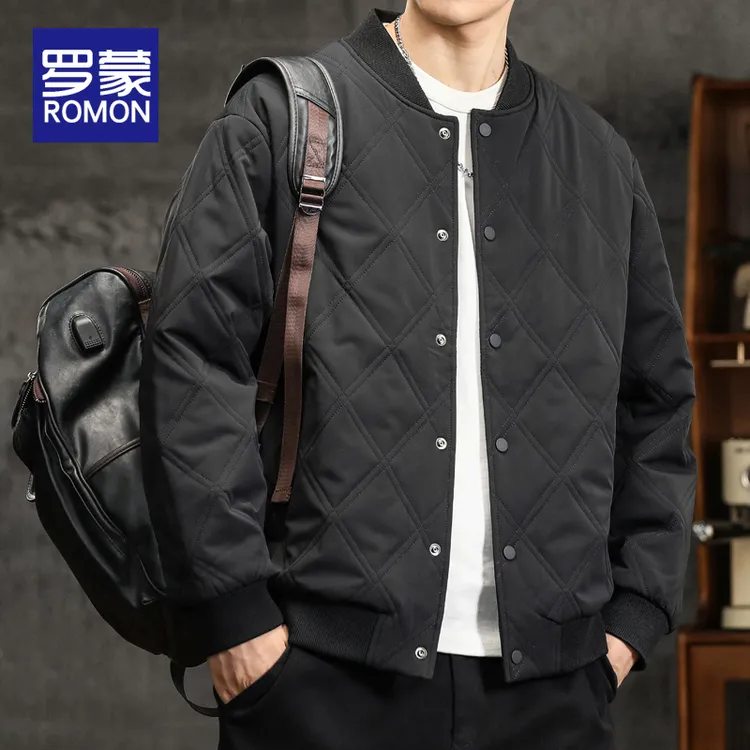 罗蒙男士冬季棉衣男款爆款2025新款秋冬潮牌夹克棒球领棉服外套男