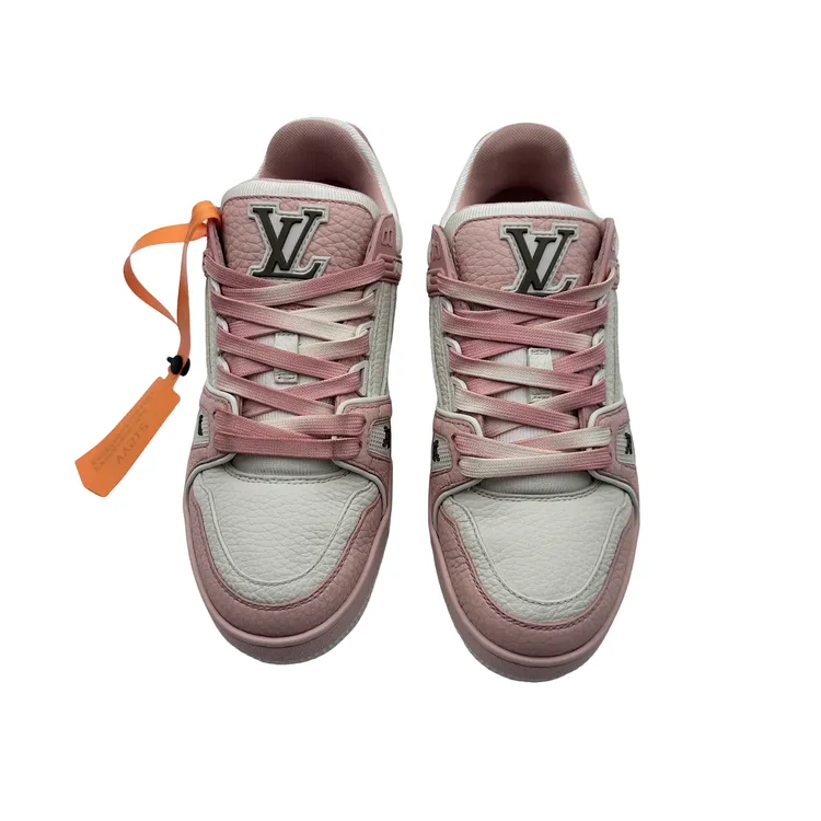 Lv/2.5码36.5码/白粉格拼接trainer板鞋/98新/vv512/时尚潮流潮鞋