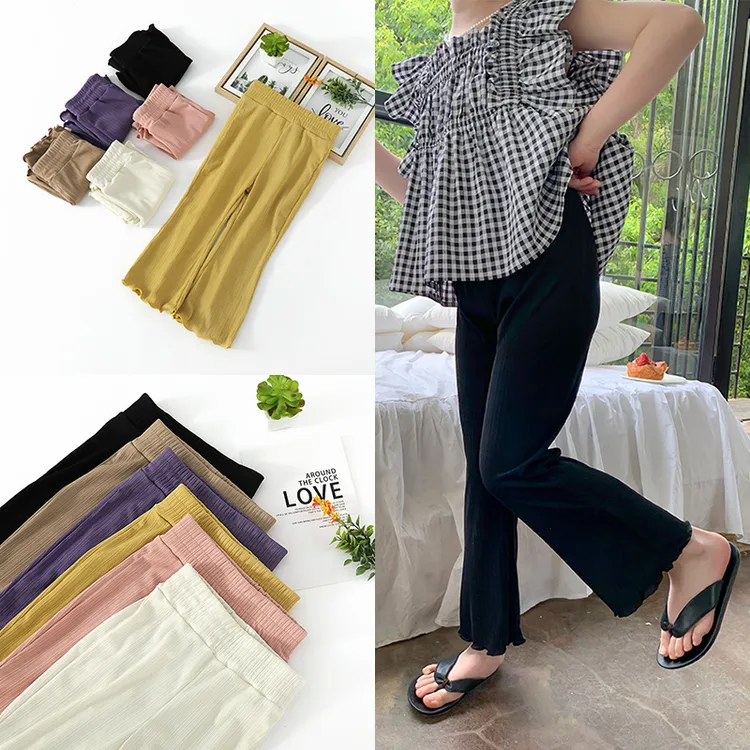 夏季新款女童喇叭裤子儿童防蚊裤宝宝洋气休闲薄款外穿长裤抖抖裤