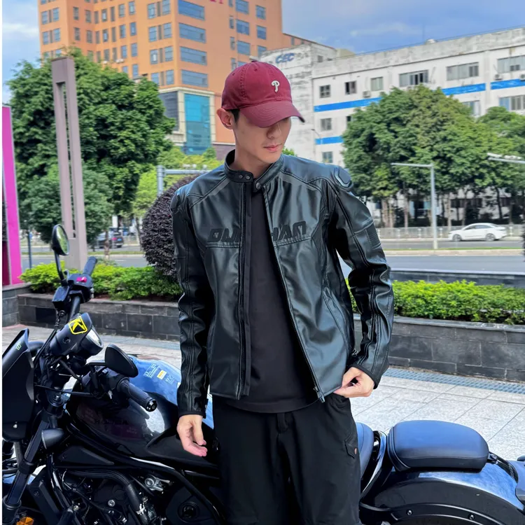 duhan/杜汉2468纯黑摩托车骑行皮衣摩托车骑行服防风防摔耐磨保暖