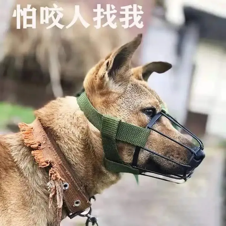 【呼呼】金属铁狗嘴套嘴笼口罩大中小型犬防咬狗嘴套可以饮水透气