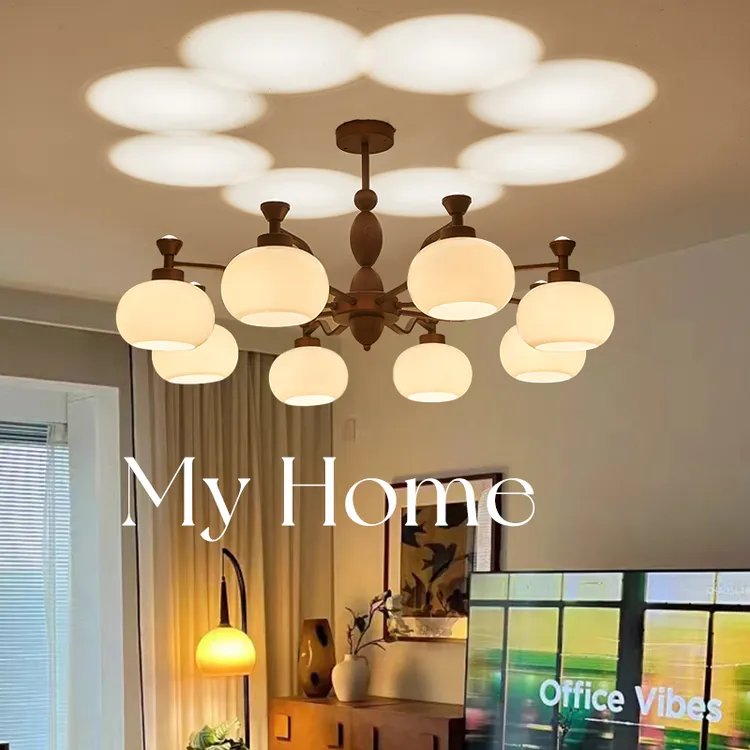 美式中古风复古法式创意灯带射灯投影吊灯美式现代奶油中古风灯具