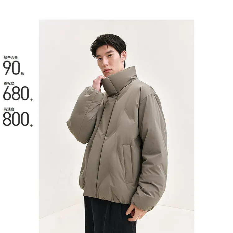 太平鸟男装短款宽松冬季情侣流行压胶羽绒服时尚保暖BAACE4112