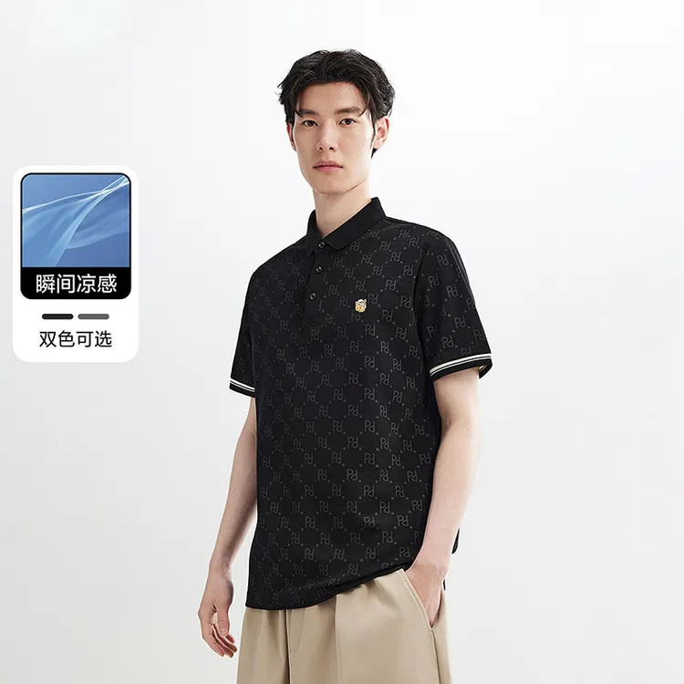 【专属】太平鸟男装夏季满印凉感索罗娜polo衫BWCOE2168