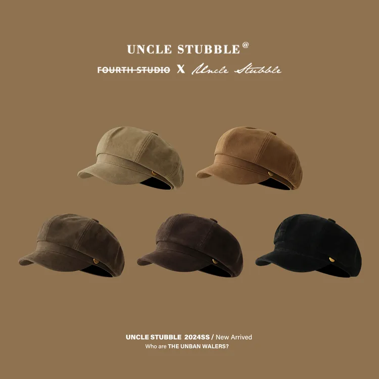 时尚英伦风八角帽女秋冬复古绒面报童帽韩系文艺百搭画家帽显脸小