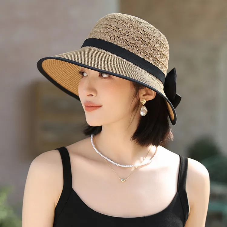 帽子女2024新款沙滩海边渔夫帽气质出游遮阳防晒防紫外线太阳草帽