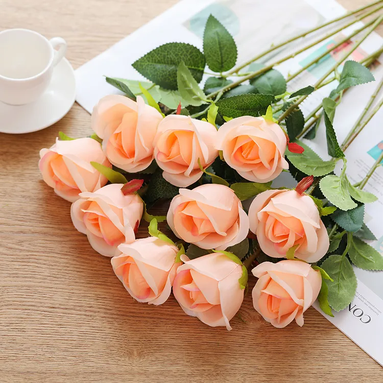 仿真花法式玫瑰假花套装绢花塑料花束客厅装饰花餐桌摆件婚庆花艺