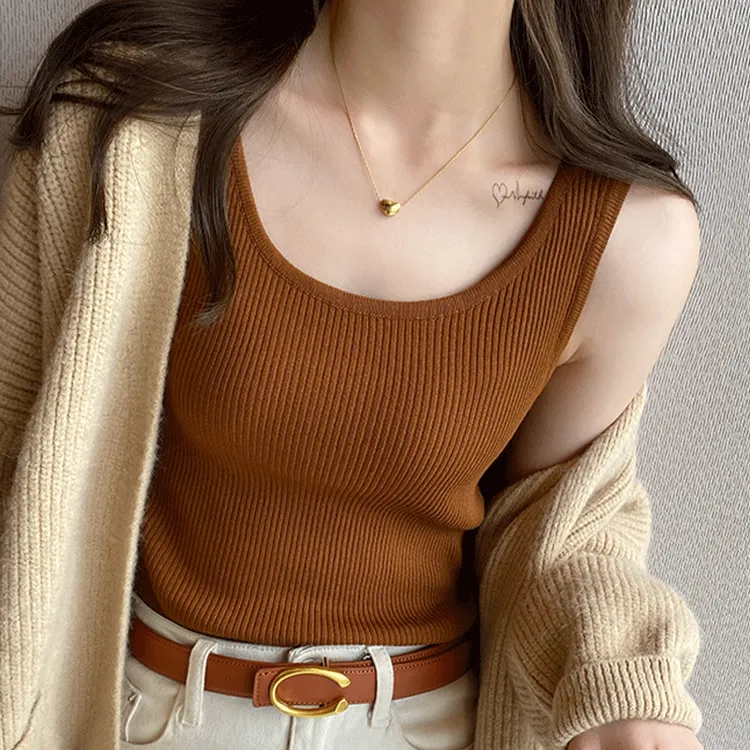 针织吊带背心女内搭西装新款2024年白色打底衫遮副乳黑色无袖上衣