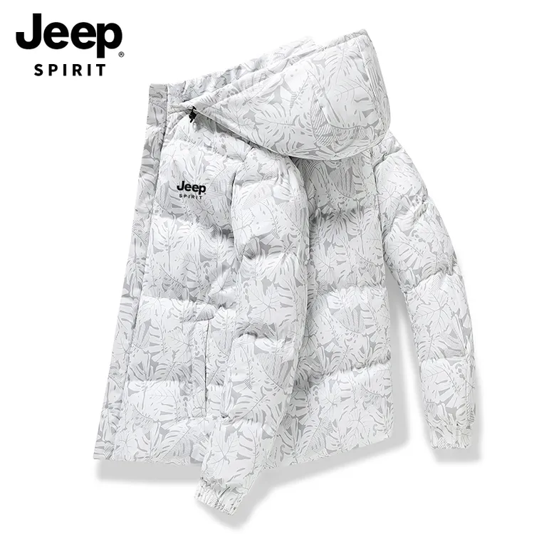 JEEPSPIRIT吉普运动男士秋冬连帽棉衣加厚保暖棉袄百搭休闲外套