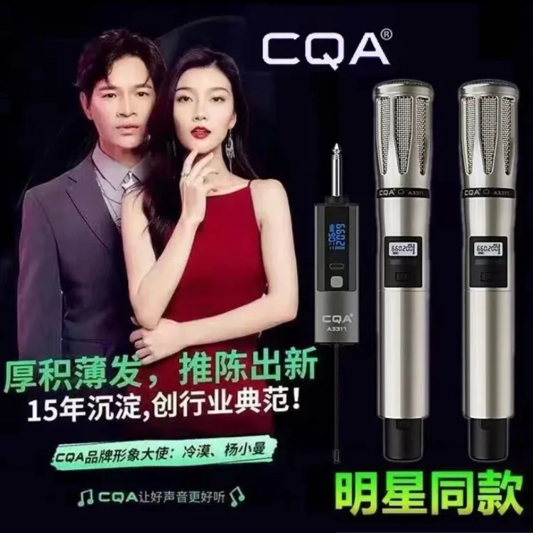 CQA 专业无线麦克风k歌一拖二U段舞台家用ktv话筒声卡直播设备