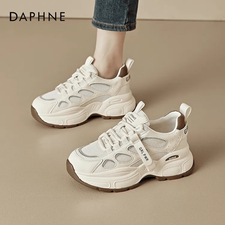 达芙妮厚底老爹鞋女2024新款夏季爆款显脚小运动鞋软底轻便休闲鞋