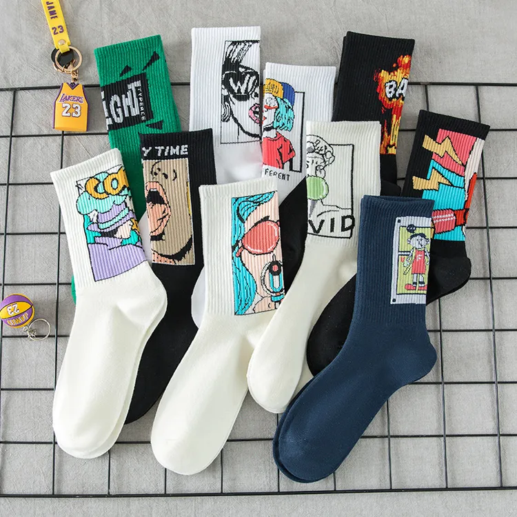 篮球袜子男款青少年秋季中筒袜100%纯棉长筒潮流运动防臭长袜男生