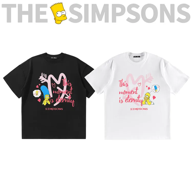 THESIMPSONS夏季休闲短袖T恤男女同款卡通情侣体恤衫宽松百搭