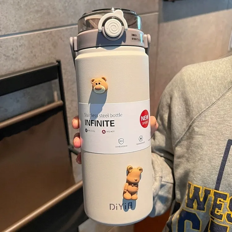 双饮保温杯大容量水壶女学生高颜值316不锈钢水杯男便携吸管杯子