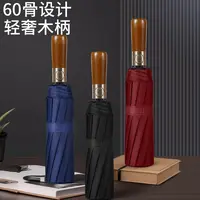 高端木柄升级自动晴雨伞加大加固男女商务雨伞折叠遮阳防晒伞