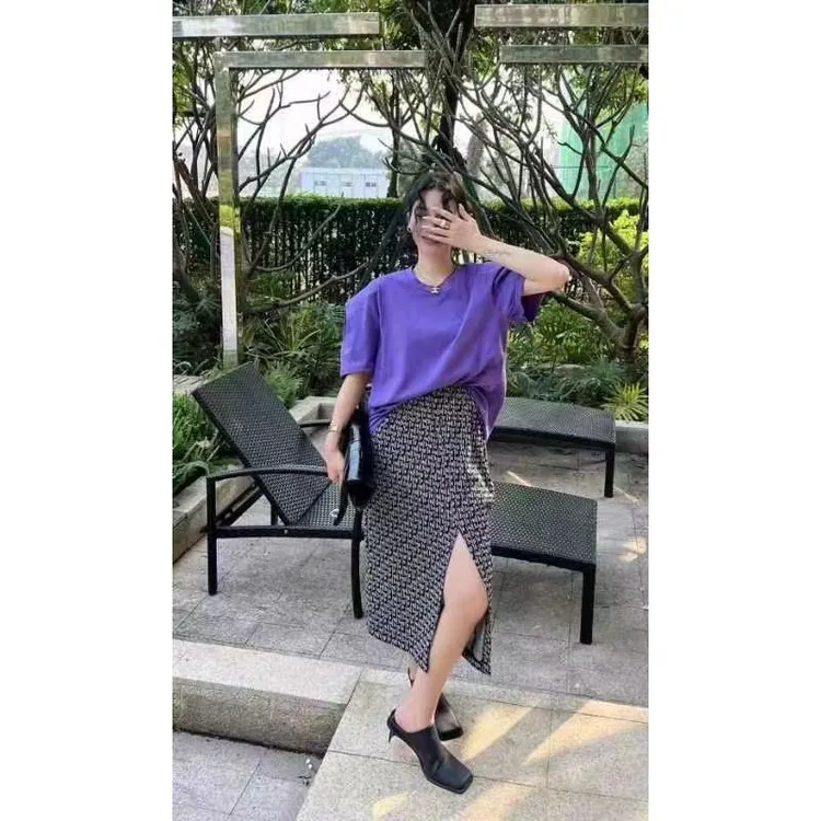 《雨桐精选2.27》高腰小香风开叉半身裙-11359