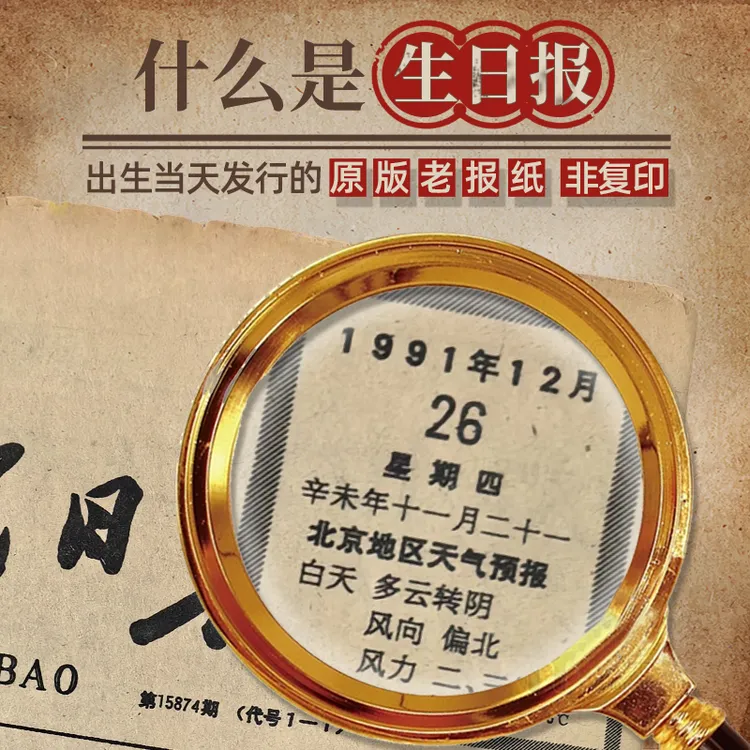 生日报纸出生当天出版的原版老报纸怀旧礼物纪念创意成人礼十八岁