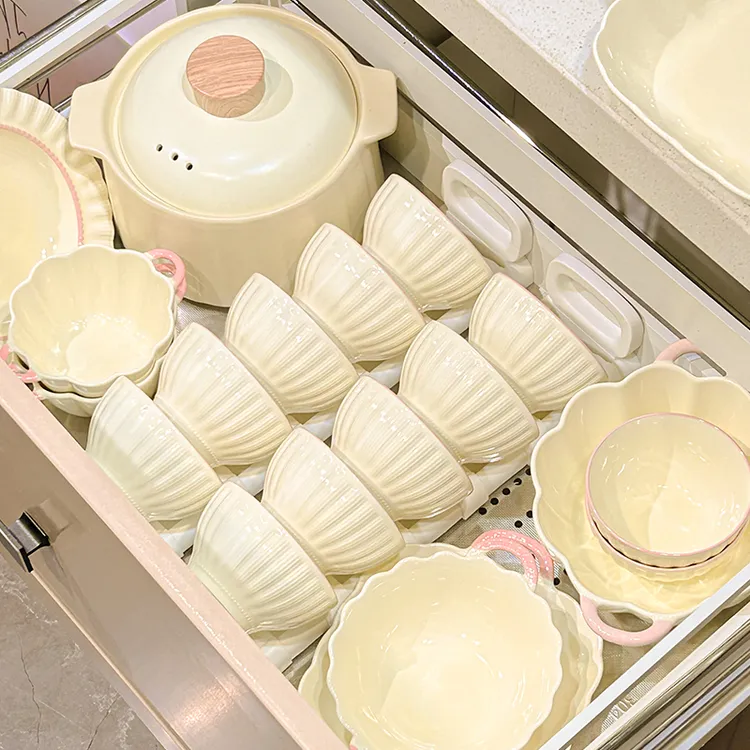 碗盘餐具全套家用2025新款高颜值碗碟盘子奶油风餐具套装新婚礼物